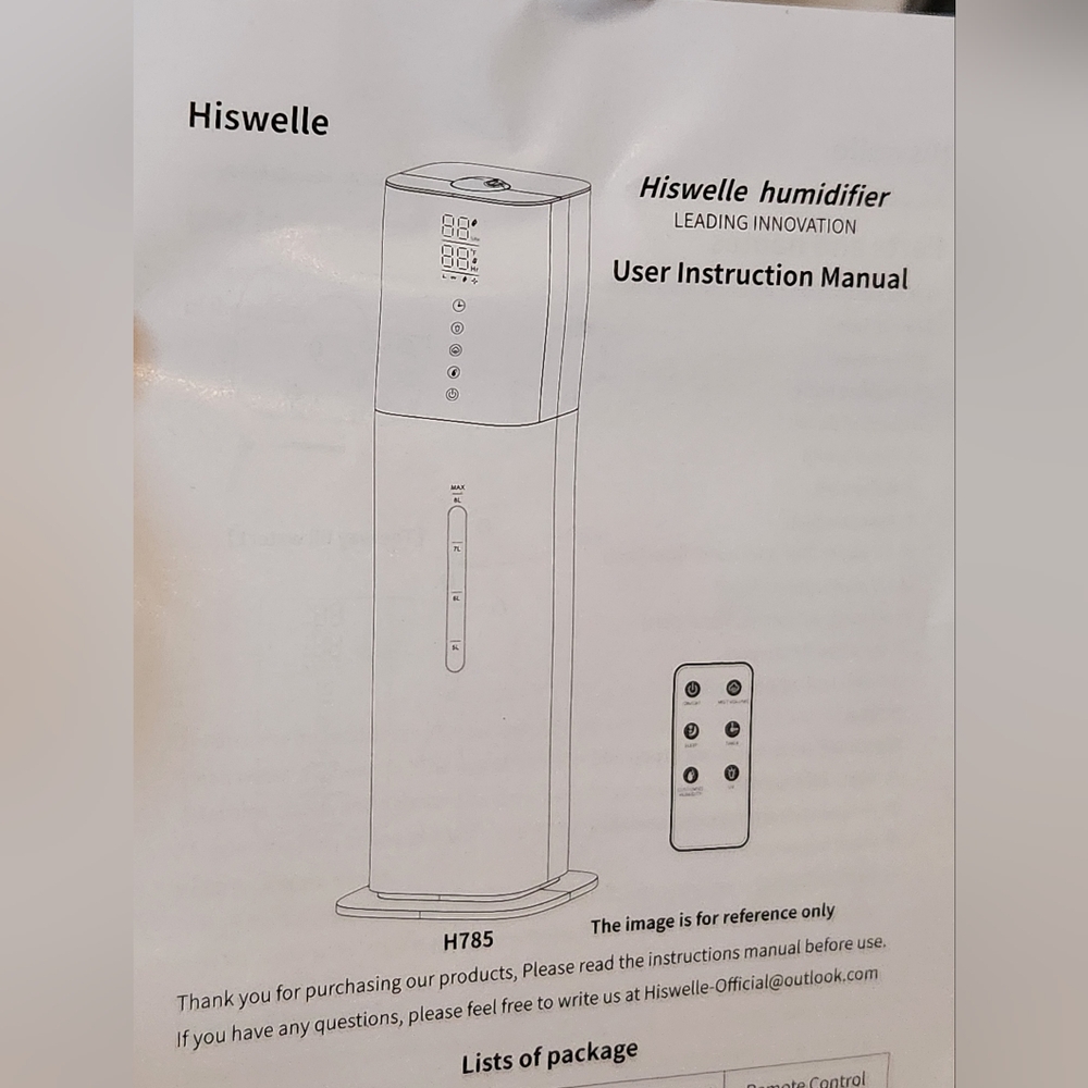 Hiswelle Large Room Humidifier 2.1 Gallon Ultra Quiet New In Box - Picture 8 of 8